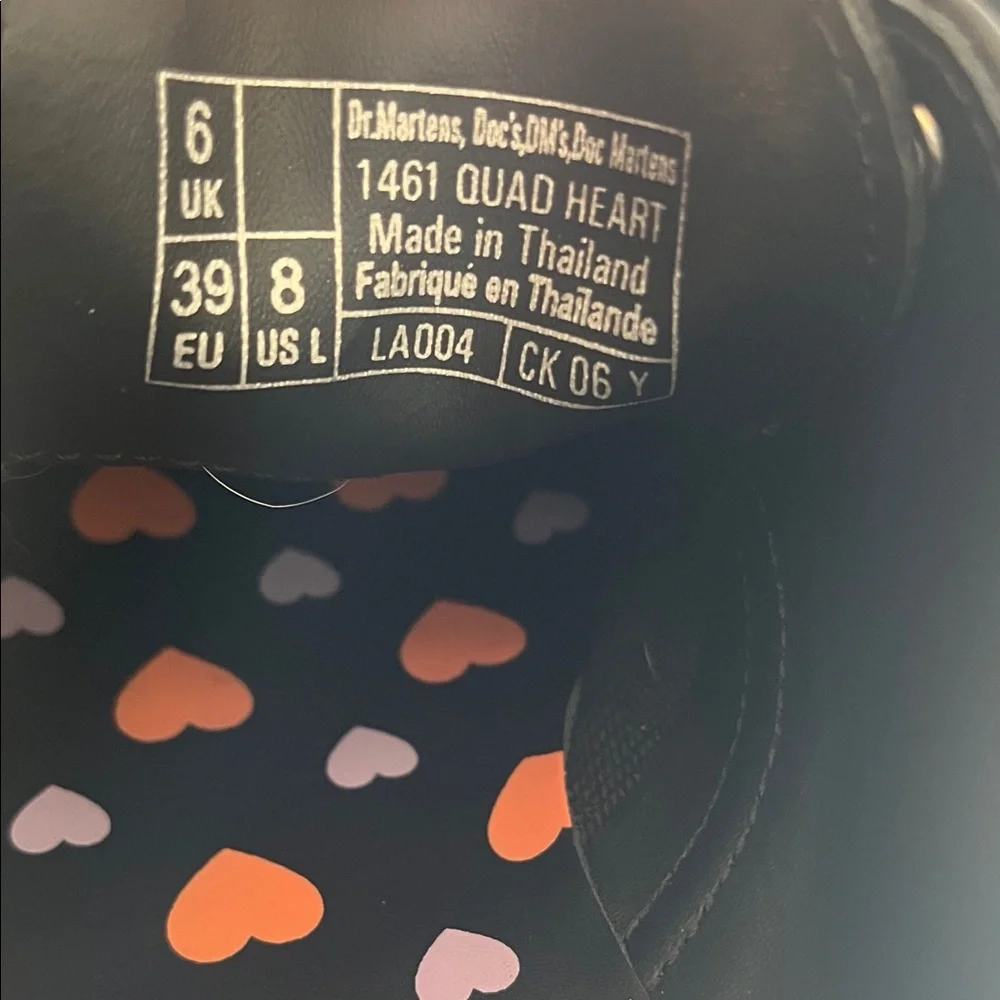 Dr. Martens 1461 Quad Heart Platform Shoes with Pink Heart Accents
